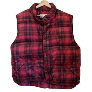 L.L. Bean Red and Black Plaid Vest